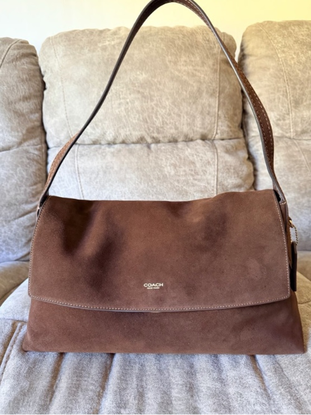 Coach Brown Suede Crossbody Shoulder Bag